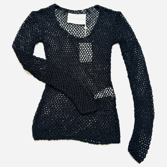 By Malene Birger Black Open Knit Top Size XXS - Picture 3 of 6